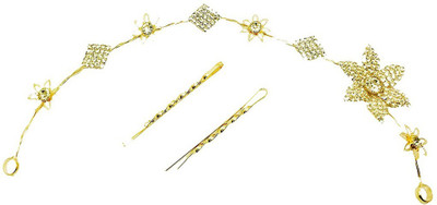 

AccessHer Stone Studded wedding and Party Fancy Premium Quality Tiara With Pin Hair Accessories For Women&Girls Head Band(Gold)