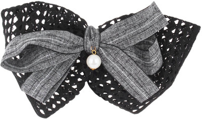 

Fayon Party Style Diva Black Lace Grey Bow Hair Clip(Black)