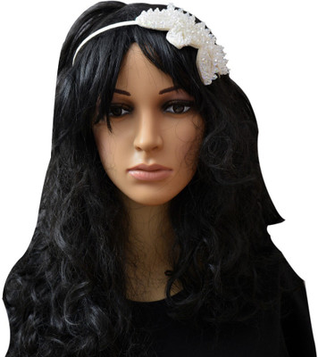 Shopaholic Fashion Hand Made Big Leaf Beaded Hair Band(White)