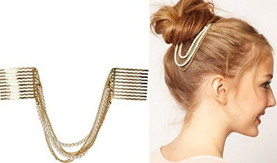 

Shining Diva Stylish Model Look Hair Chain(Gold)