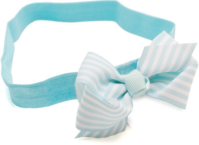 

NeedyBee Newborn Grosgrain Blue Stripes Ribbon Bow Baby Head Band(Blue)