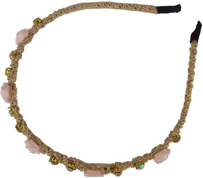

Viva Fashions Roses and Beads Hair Band(Gold, Pink)
