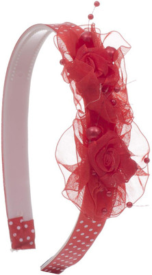 

Adorelabel Polka Dots Flower Bunch with Pearls for Girls Hair Band(Red)