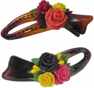 

Advanc Hotline Porcelain clay work fancy banana clip (Combo of 2) Hair Clip(Multicolor)