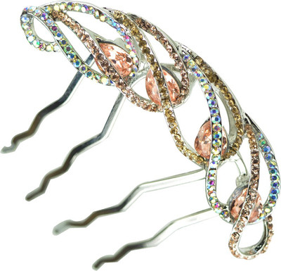 

Glitters Online Pink Colour American Diamond Hair Pin(Gold)