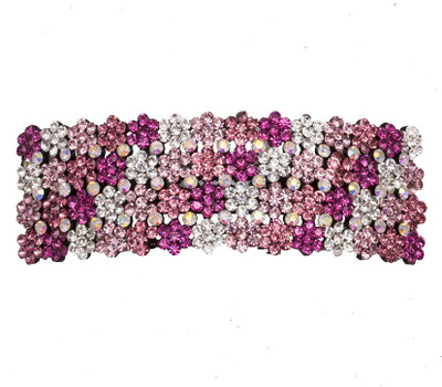 

Glitters Online Rectangle Shape Floral Design Pink Stone Hair Clip(Pink)