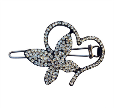 

B-Fashionable Butterfly Heart Wire Clasp Hair Pin(Black)