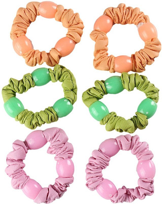 

AccessHer Plain Bleaded Leather Rubber Band(Blue, Green, Musk, Orange)