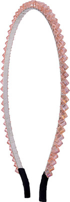 

The Ethnic Wears Metal Alloy, Silk Covered, Beeds, Crystal & CZ Stones, etc. Hair Band(Pink)