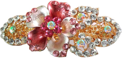 

Shreya Collection Fashion Pink and White Colour Stone Studded Hair Clip Back Pin(Multicolor)