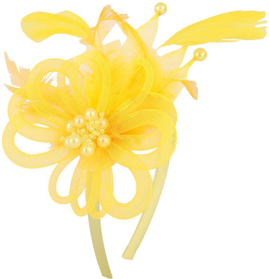 

Sanjog Retro Feather Mesh Net Flower Hat Fascinators Hairband/Headband/Hair Clip (Yellow) For Kids/Girls Hair Clip(Yellow)