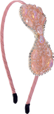 

The Ethnic Wears Metal Alloy, Silk Covered, Beeds, Crystal & CZ Stones, etc. Hair Band(Pink)
