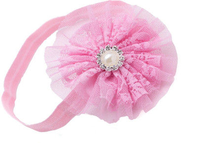 

AkinosKIDS Pure Chiffon Flower petals soft Lace stone pearl Head Band(Pink)