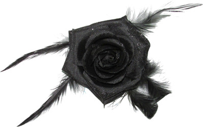 GD Big Black Floral With Feather Tic Tac Clip(Black)