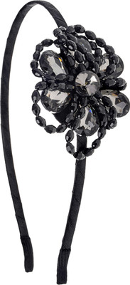

The Ethnic Wears Metal Alloy, Silk Covered, Beeds, Crystal & CZ Stones, etc. Hair Band(Black)