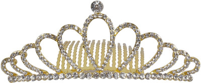 

Muchmore Gorgeous Beautiful Style Fashion Crown For Women Gift Jewelry Hair Clip(Gold, White)