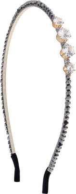 The Ethnic Wears Metal Alloy, Silk Covered, Beeds, Crystal & CZ Stones, etc. Hair Band(Grey)