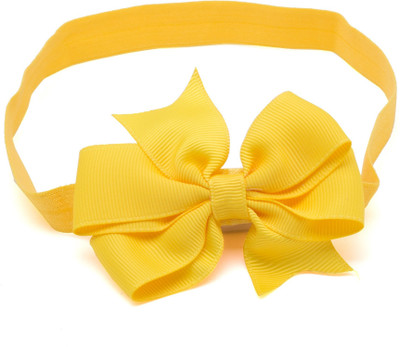 

NeedyBee Yellow Grosgrain Ribbon Bow on Soft Elastic Baby Head Band(Yellow)