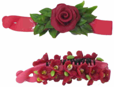 

Advanc Hotline Porcelain clay work fancy banana clip (Combo of 2) Hair Clip(Multicolor)