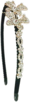 

Loops n knots White Crystal Butterfly Hair Band(Gold)