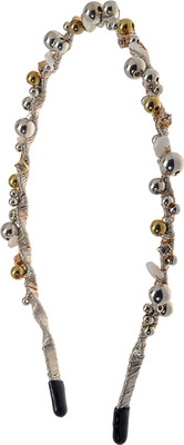 

The Ethnic Wears Metal Alloy, Silk Covered, Beeds, Crystal & CZ Stones, etc. Hair Band(Gold)