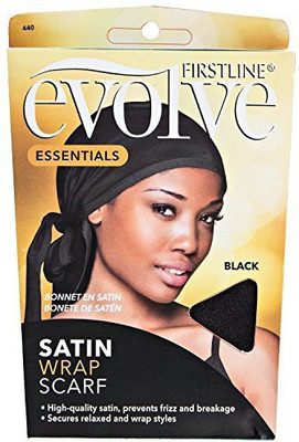 

Firstline Evolve Satin Wrap Scarf, Black Hair Accessory Set(Black)
