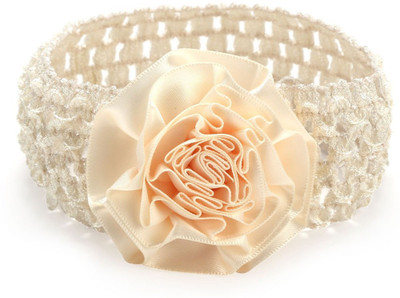 

NeedyBee NewBorn Infants Ivory Satin Flower Soft Elastic Baby Head Band(Beige)