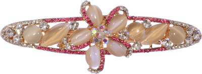 

Mansiyaorange party Wedding casual wear fancy Golden pin accessories Hair Clip(Pink)
