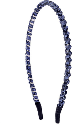 

The Ethnic Wears Metal Alloy, Silk Covered, Beeds, Crystal & CZ Stones, etc. Hair Band(Blue)