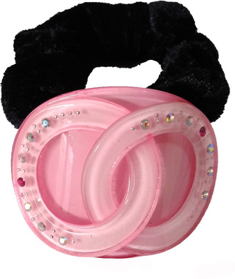 

Shreya Collection Fashionable Pink & Black Colour Ponytail Hair Accessories (Elastic) Rubber Band(Pink)