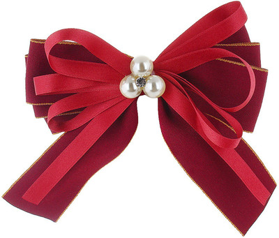 

Fayon Weekend Party Cherry Pink Ribbon With Pearl Hair Clip(Pink)
