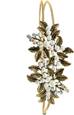 

Mansiyaorange Trendy Floral Fancy Leaves Funky Tiarra Hair Band(Gold)