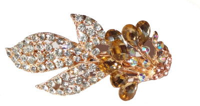 

Shreya Collection Fashion White & Yellow Stone Studded Metal Hair Clip Back Pin(Multicolor)