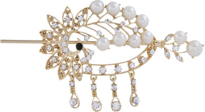Pink Rose Bridal Mayur Charm Juda Stick Hair Pin(Gold)