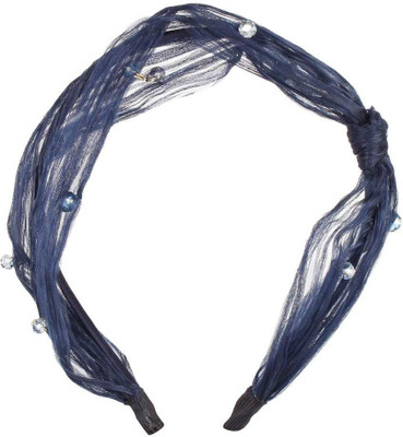 

ILU Girls women ladies Blue Hair Band Bow Knot Pearl Plastic Fabric Party Styling Beauty Hair Accessories Fashion Fitness Band Hair Band, Head Band, Hair Clip(Blue)