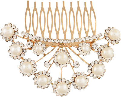 

Dazzle Collection Pearl Crown Hair Clip(Gold)