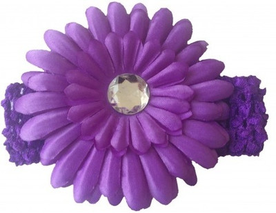 

NeedyBee Baby Girls Soft Elastic Crochet Embellished with Daisy Flower Head Band(Purple)