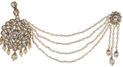 

9blings Mastani Collection Pearl Kundan Hair Accessory Set(Gold)
