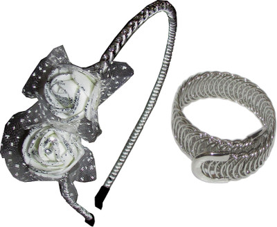 

GD White Floarl Hairband with Bracelet Hair Accessory Set(Multicolor)