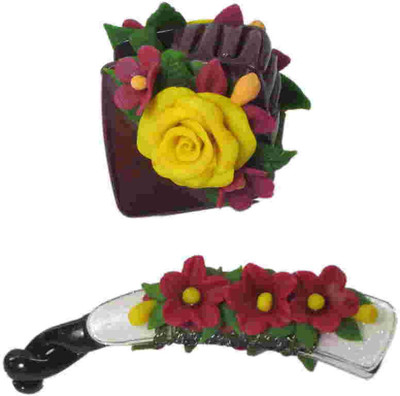 

Advanc Hotline Porcelain clay work fancy hair clutcher (Combo of 2) Hair Clip(Multicolor)
