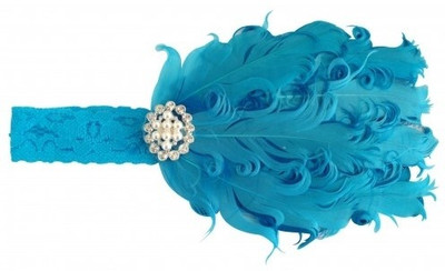 

NeedyBee Faux Feather with Rhinestone for Newborn And Girls Head Band(Blue)