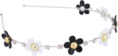

Aaishwarya Monochrome Floral designed Metal Hair Band(Black)