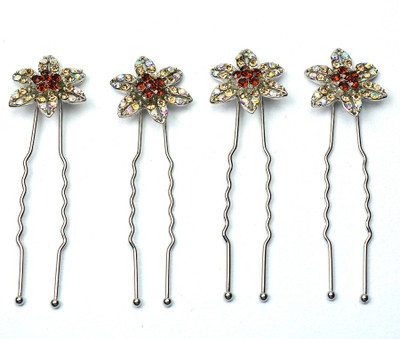 

Glitters Online Red Colour American Diamond - 4 Pcs. Hair Pin(Pink)