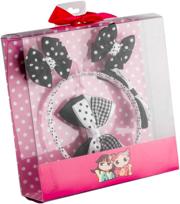Babies Bloom Dotted (Set Of 4) Hair Accessory Set(Black, White)