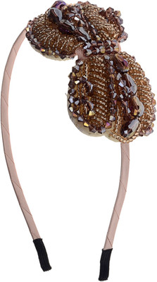 

The Ethnic Wears Metal Alloy, Silk Covered, Beeds, Crystal & CZ Stones, etc. Hair Band(Pink)