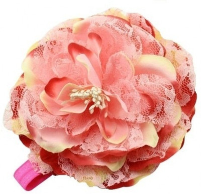 

NeedyBee Peony Flower Elastic for Baby Girls Head Band(Pink)