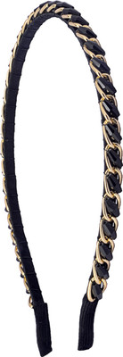 

The Ethnic Wears Metal Alloy, Silk Covered, Beeds, Crystal & CZ Stones, etc. Hair Band(Black)