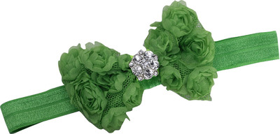 

Pikaboo Rhinestone centre rosette Head Band(Green)