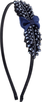 

The Ethnic Wears Metal Alloy, Silk Covered, Beeds, Crystal & CZ Stones, etc. Hair Band(Black)