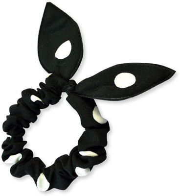 Sarah Polka Dot Rabbit Ear Rubber Band(Black)